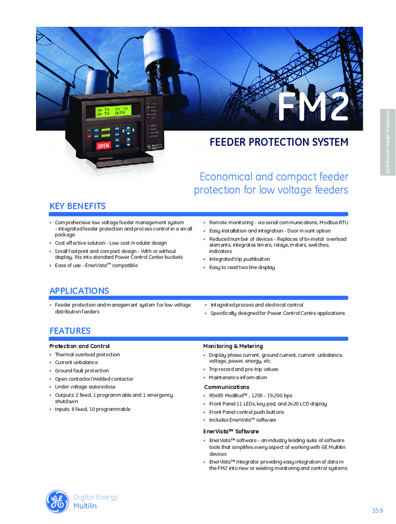First Page Image of FM2-722-PD GE Multilin FM2 Brochure.pdf